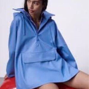 Zara Pullover Light Blue Oversized Raincoat Size S-M NWT